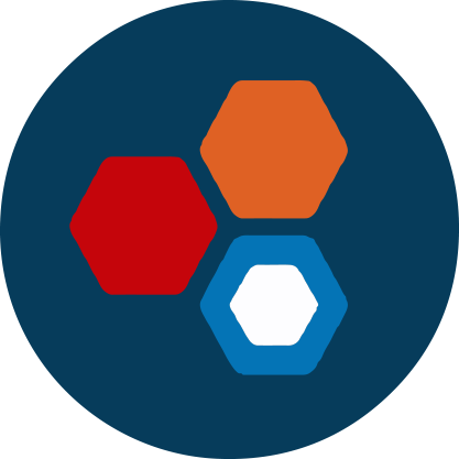 Illustration of three hexagons.